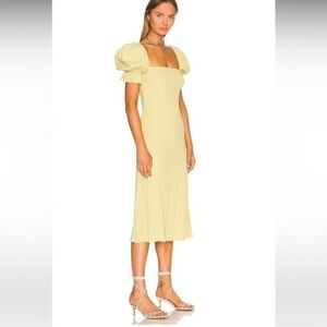 LPA Kerry Midi Dress in Citrus Green, Size Medium